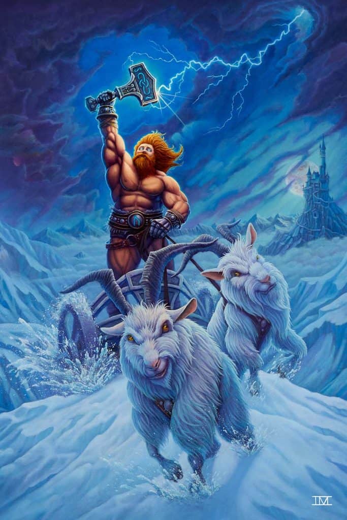 Crack The Sky, Thor rides his chariot pulled by goats, hammer held high