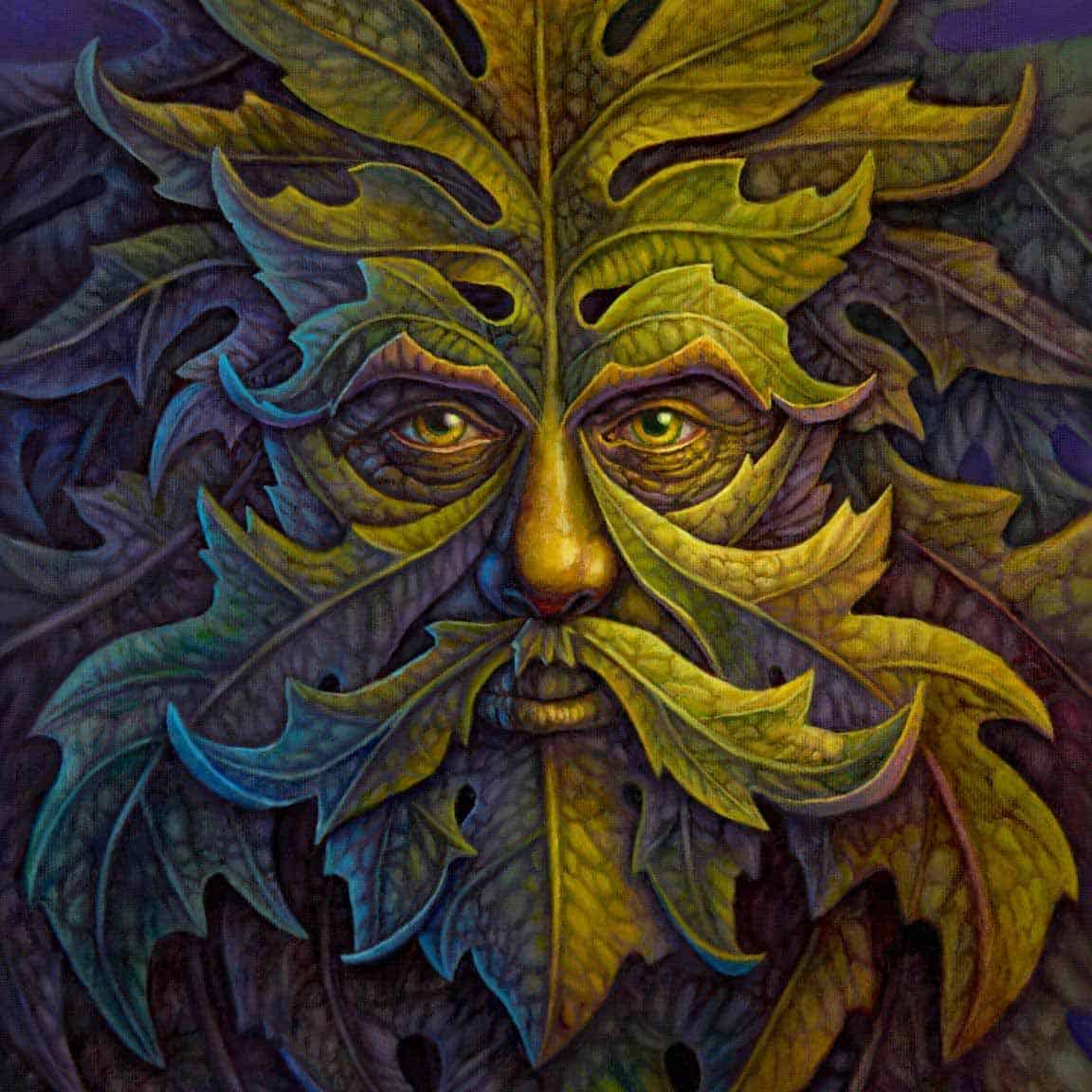 Painting of the Green Man, oil on canvas, original